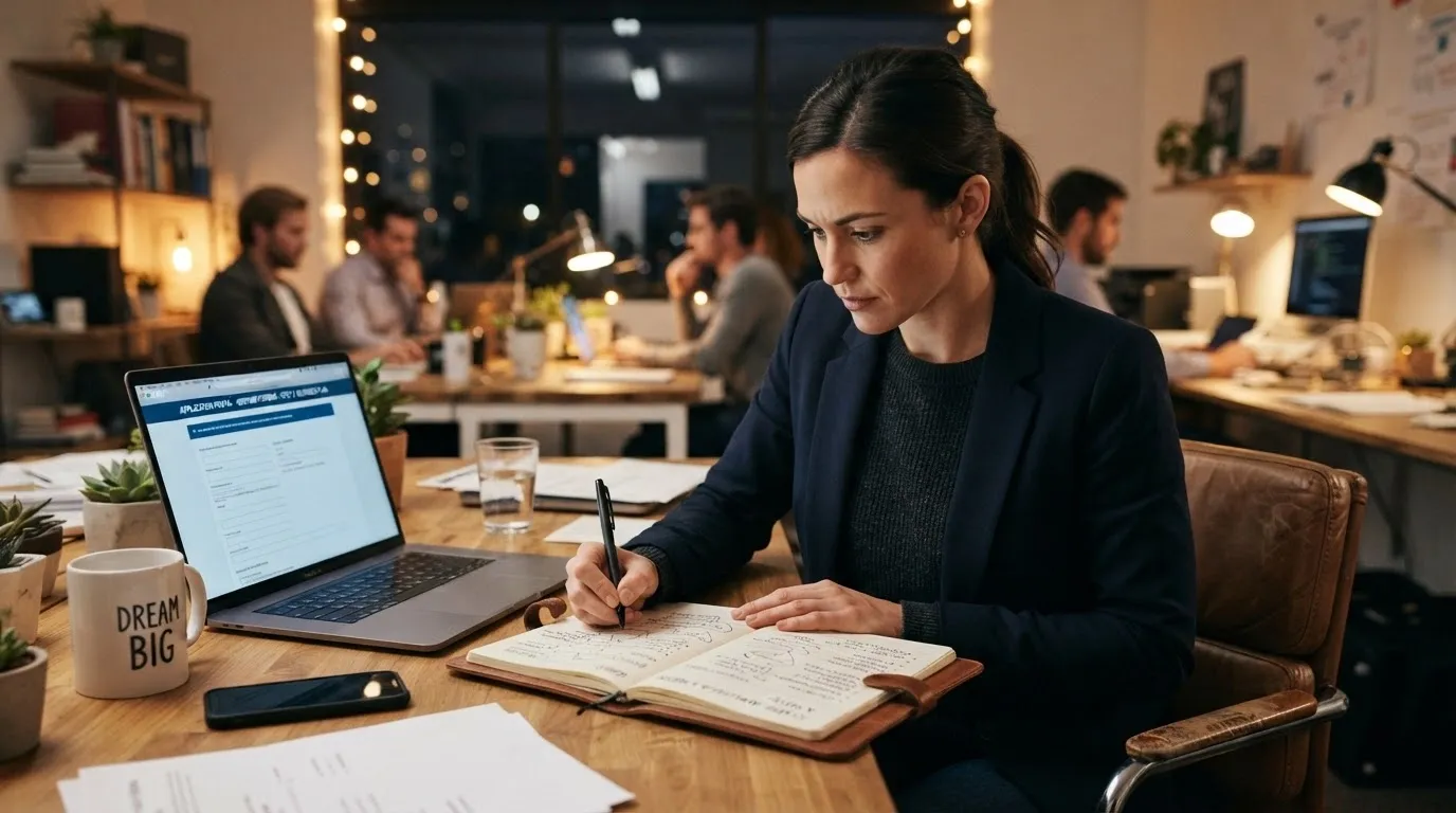 Gründer arbeitet an seiner Y Combinator Bewerbung