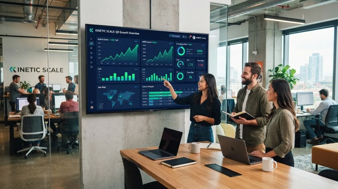 Startup-Wachstumsdaten auf einem modernen Dashboard